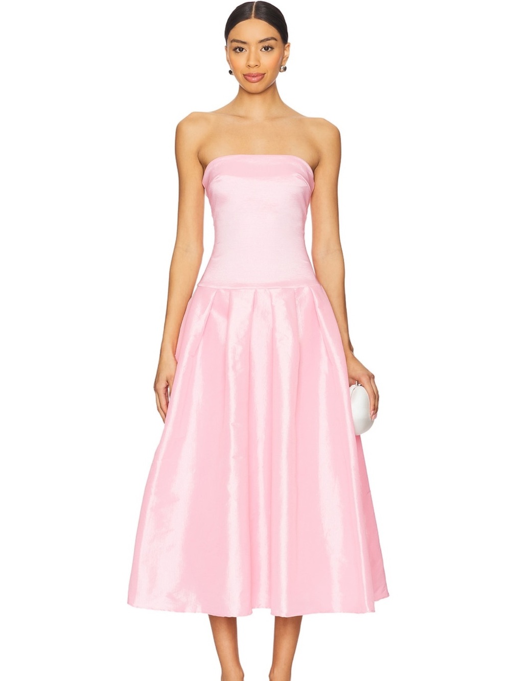 Classic Strapless Pink Midi Dress